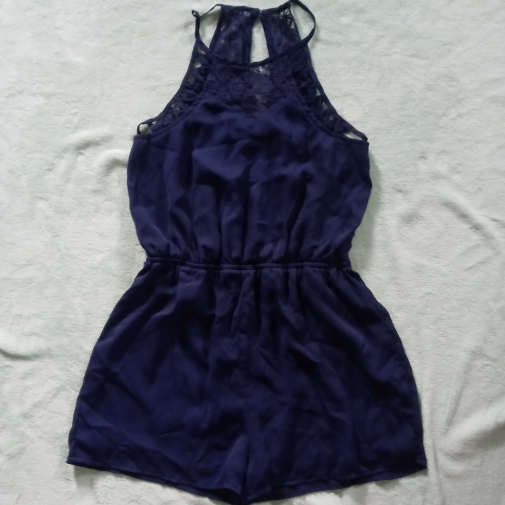 Girl Navy Blue Romper